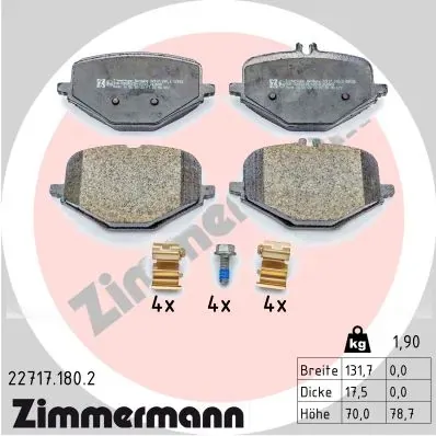 Задні гальмівні колодки 227171802 Zimmermann