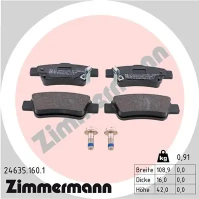 Задні гальмівні колодки 246351601 Zimmermann