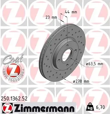 Гальмівні диски передні 250136252 Zimmermann