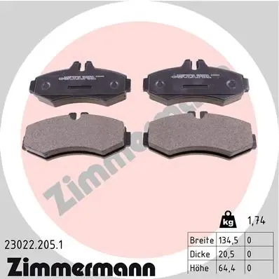 Передні тормозні колодки 230222051 Zimmermann