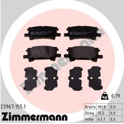 Задні гальмівні колодки 239671551 Zimmermann