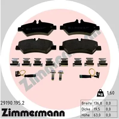 Задні гальмівні колодки 291901952 Zimmermann
