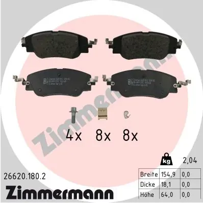 Передні тормозні колодки 266201802 Zimmermann