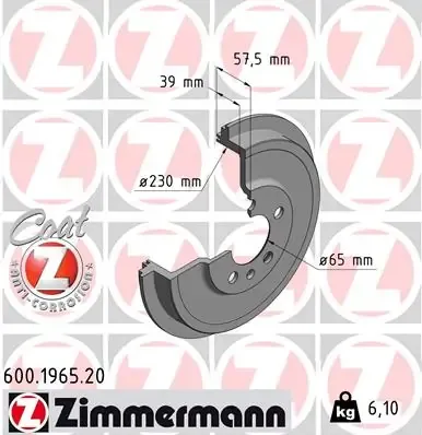 Барабан гальмівний задній 600196520 Zimmermann