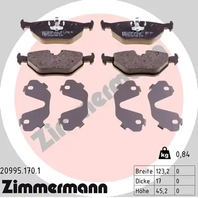 Задні гальмівні колодки 209951701 Zimmermann