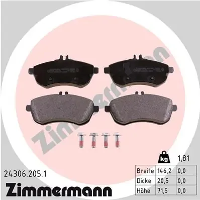 Передні тормозні колодки 243062051 Zimmermann