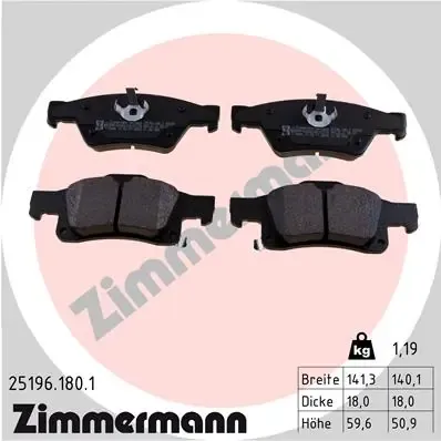 Задні гальмівні колодки 251961801 Zimmermann