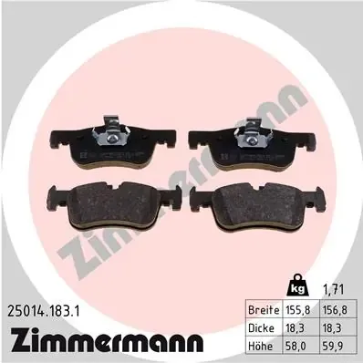 Передні тормозні колодки 250141831 Zimmermann