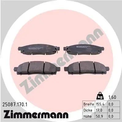 Передні тормозні колодки 250871701 Zimmermann