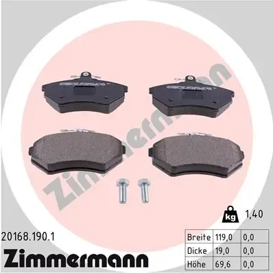 Передні тормозні колодки 201681901 Zimmermann