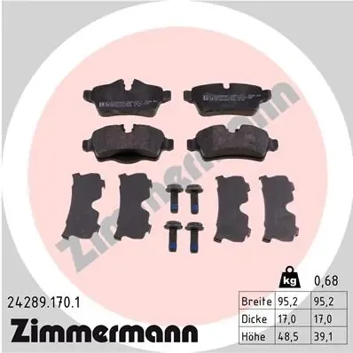 Задні гальмівні колодки 242891701 Zimmermann