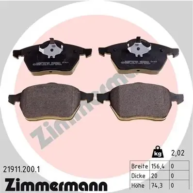 Передні тормозні колодки 219112001 Zimmermann