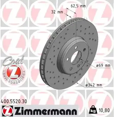 Гальмівні диски передні 400552030 Zimmermann