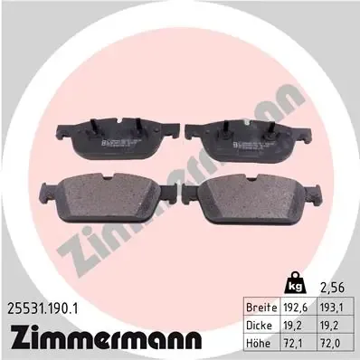Передні тормозні колодки 255311901 Zimmermann