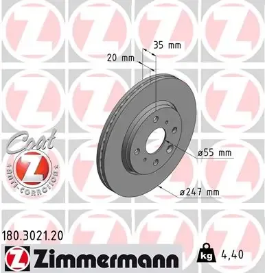 Гальмівні диски передні 180302120 Zimmermann