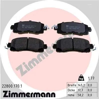 Передні тормозні колодки 228001701 Zimmermann