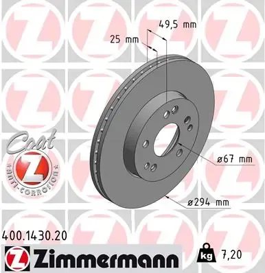 Гальмівні диски передні 400143020 Zimmermann