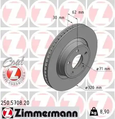 Гальмівні диски передні 250570820 Zimmermann