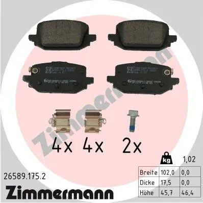 Задні гальмівні колодки 265891752 Zimmermann