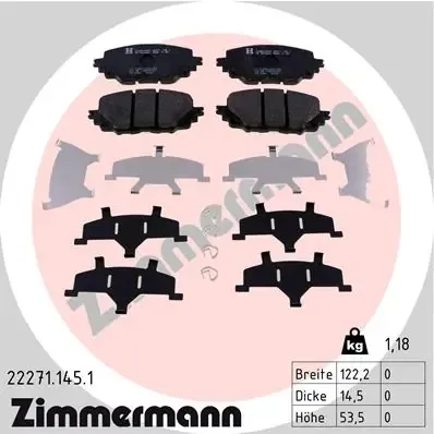 Передні тормозні колодки 222711451 Zimmermann