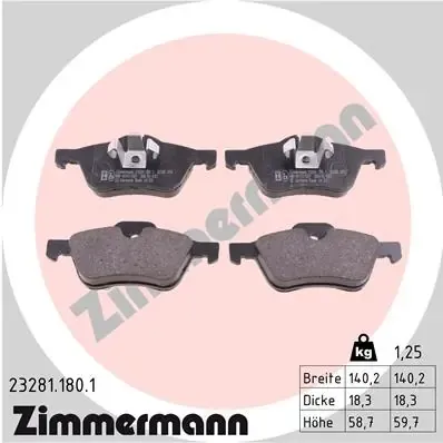 Передні тормозні колодки 232811801 Zimmermann