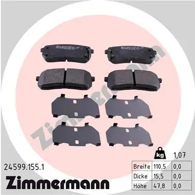 Задні гальмівні колодки 245991551 Zimmermann