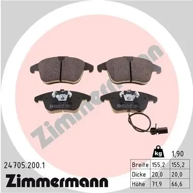 Передні тормозні колодки 247052001 Zimmermann