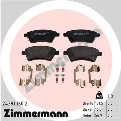 Передні тормозні колодки 243911602 Zimmermann