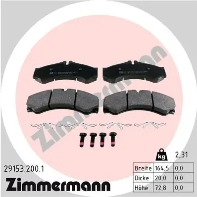 Передні тормозні колодки 291532001 Zimmermann