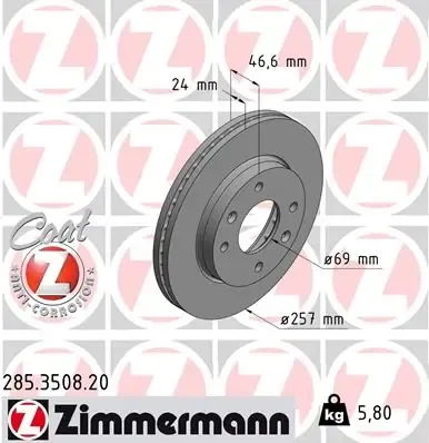 Гальмівні диски передні 285350820 Zimmermann