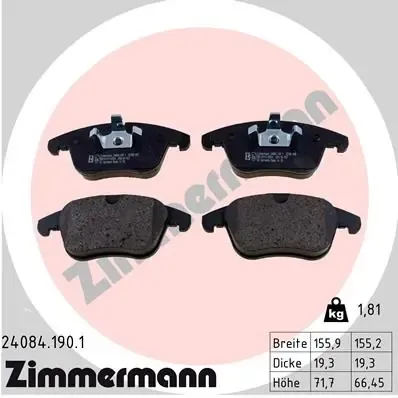 Передні тормозні колодки 240841901 Zimmermann