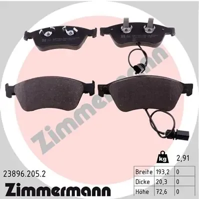 Передні тормозні колодки 238962052 Zimmermann