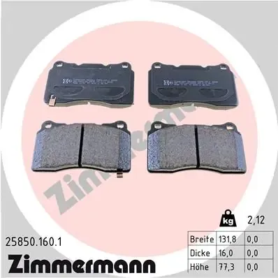 Передні тормозні колодки 258501601 Zimmermann