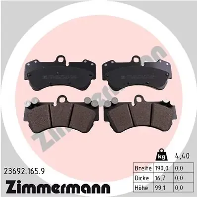 Передні тормозні колодки 236921659 Zimmermann