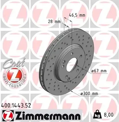 Гальмівні диски передні 400144352 Zimmermann