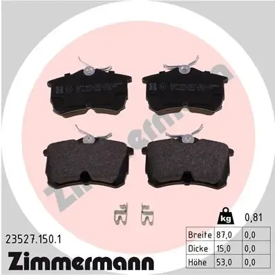 Задні гальмівні колодки 235271501 Zimmermann