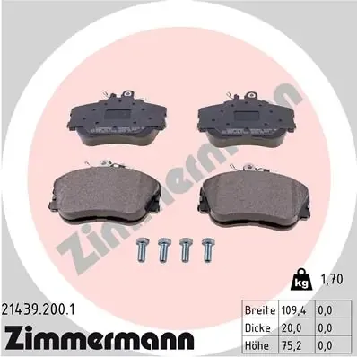 Передні тормозні колодки 214392001 Zimmermann