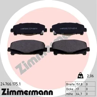 Передні тормозні колодки 247661751 Zimmermann