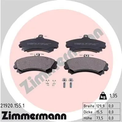 Передні тормозні колодки 219201551 Zimmermann