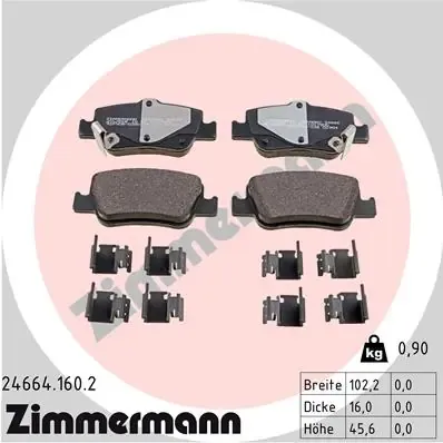 Задні гальмівні колодки 246641602 Zimmermann
