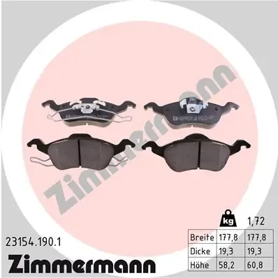 Передні тормозні колодки 231541901 Zimmermann