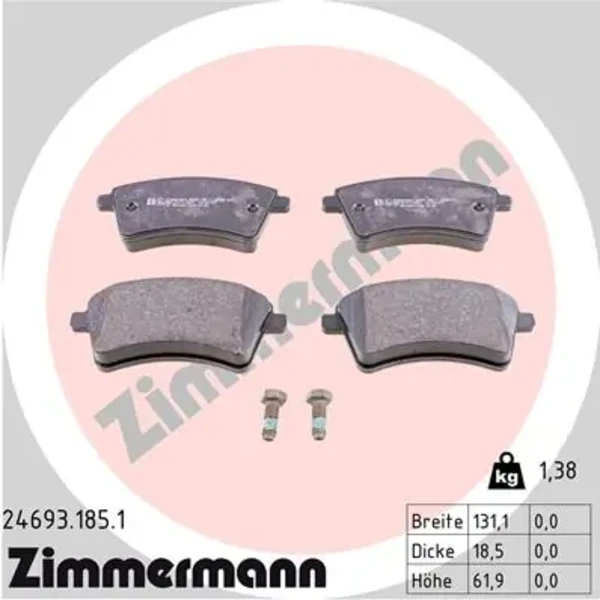 Передні тормозні колодки 246931851 Zimmermann