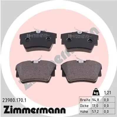 Задні гальмівні колодки 239801701 Zimmermann