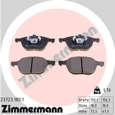 Передні тормозні колодки 237231801 Zimmermann