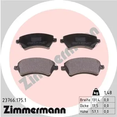 Передні тормозні колодки 237661751 Zimmermann