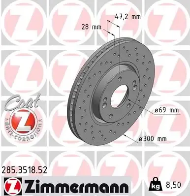Гальмівні диски передні 285351852 Zimmermann