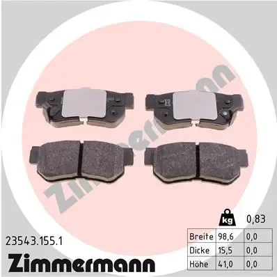 Задні гальмівні колодки 235431551 Zimmermann