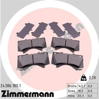 Передні тормозні колодки 243861801 Zimmermann