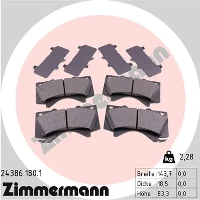 Передні тормозні колодки 243861801 Zimmermann