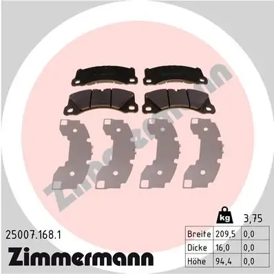 Передні тормозні колодки 250071681 Zimmermann